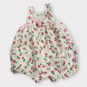 Bubble Sun Romper Floral‎ VTG 80s Baby Girl Pink Rosebud Summer 6 9 Months
